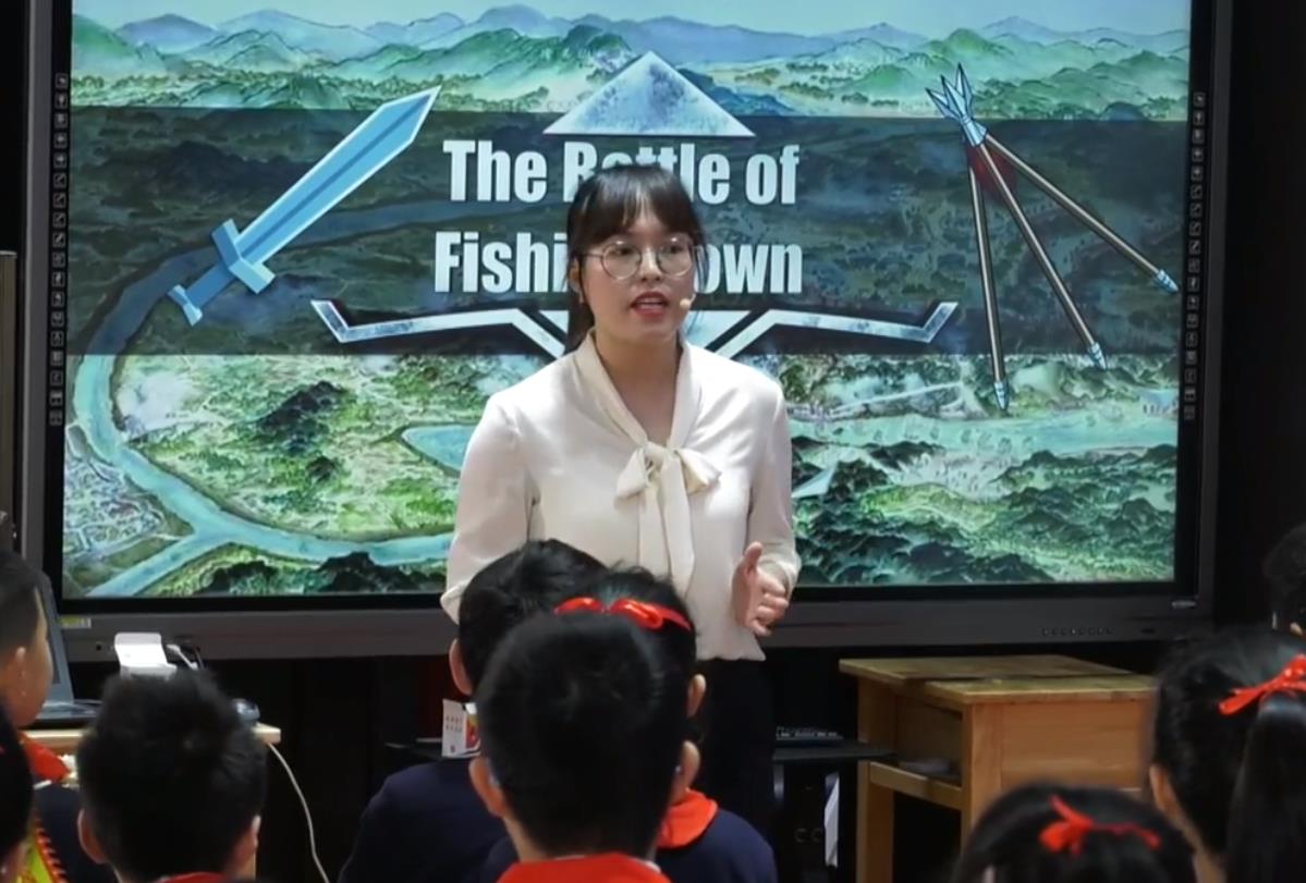 劉楊媛，綜合語(yǔ)用課《The battle of Fishing Town》，五年級(jí)，自編文本